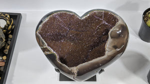 Amethyst Geode Sculpture Heart with Iron based