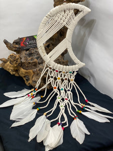 White Dream Catcher Half Moon Home Decor/ Boho Decor/ Bedroom Decor/ Nursery Decor