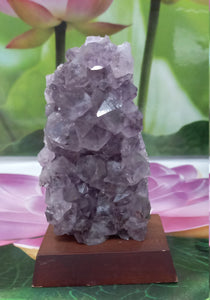 Amethyst Geode on Wood Base, Raw Amethyst Cluster, Collectible Amethyst