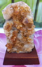 Load image into Gallery viewer, Citrine Cluster on Wood Base, Raw Citrine