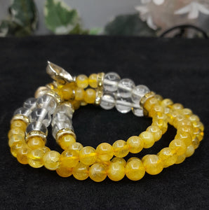 Buddha Citrine and White Quartz Bracelet