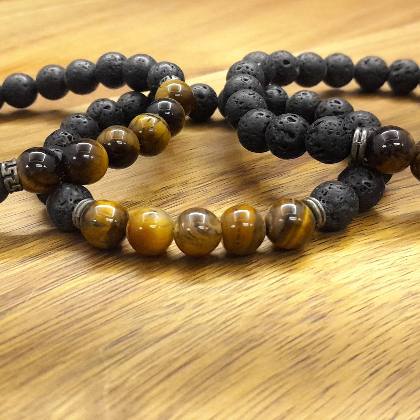 Lava Stone and Tiger Eye Bracelet, Protection, Luck, and Meditation Bracelet